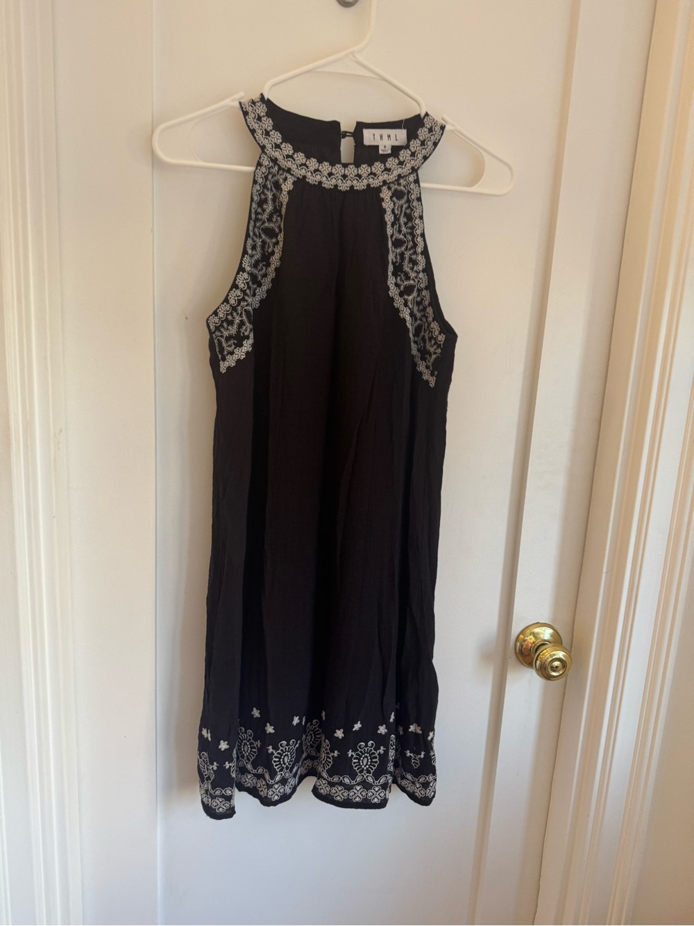 THML Stitch Fix Dress Women's Black Vittoria Embroidered A-Line Mini Halter, S - Picture 2 of 6